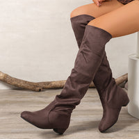 Overknee Stiefel Damen | Runder Zehenbereich mit Hohem Schaft in Braun
