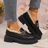 Alesha – Leder-Loafer mit Fellfutter in Schwarz