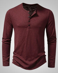 Gary | Herren Legeres Henley Longsleeve Shirt in Burgund