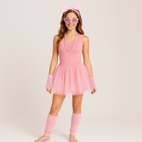 80er Jahre Damen Kostümset – Retro 6-teiliges Outfit für Party & Halloween in Pink
