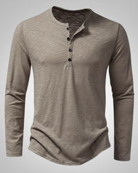 Gary | Herren Legeres Henley Longsleeve Shirt in Grau