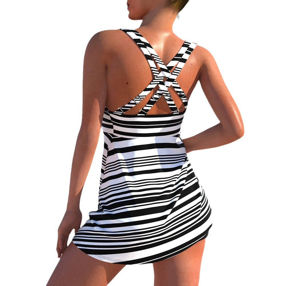 Lily | 2-teiliges Hochgeschnittenes Bikini mit Streifenmuster