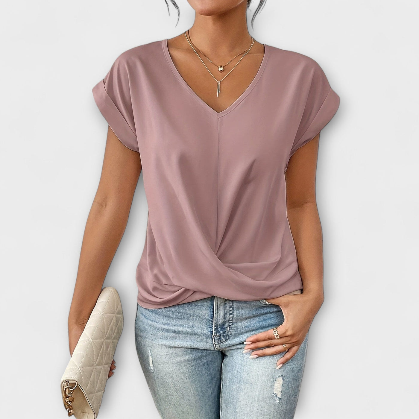 Eloise - V-Ausschnitt Top mit Knopfdetail