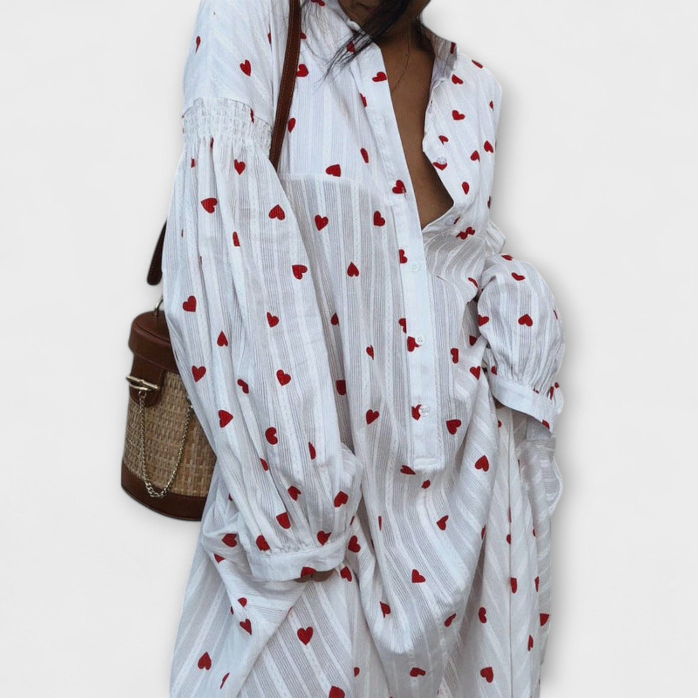 Elna – Romantisches Jacquardkleid mit Herzmuster