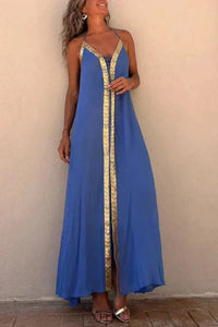 Vicky - Lässiges ärmelloses Maxikleid in Blau