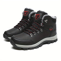 Winterschuhe Herren| Outdoor Schnürstiefel Mit Futter in Schwarz