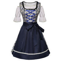 Damen Blumenmuster Dirndlkleid | Mini in Marineblau