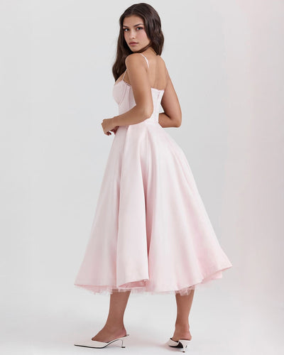 Paula | Duchesse-Satin Midikleid Mit Corsage