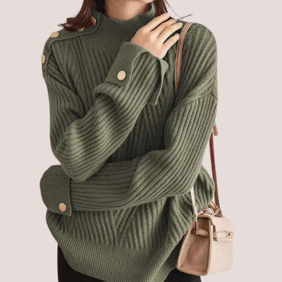 Amanda - Gemütlicher Rollkragenpullover mit Knopfakzenten