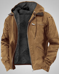 Jan | Herren Casual Bikerjacke mit Kapuze in Braun