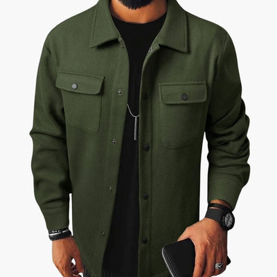 Herren hemd mit Knopfleiste Brusttaschen und langen Ärmeln
