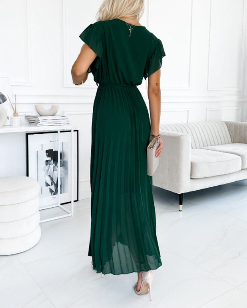 Saoirse® | Elegantes Kleid mit gerafften Ärmeln und V-Ausschnitt