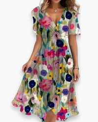 Damen Lässiges Boho Kleid | Midi Gradientenkleid in Mehrfarbig