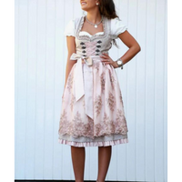 Damen Elegante Oktoberfest Dirndl Kleid in Rosa / Grau