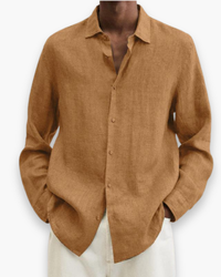 Herren Elegante Freizeit Hemd | Lange Ärmel in Ingwer