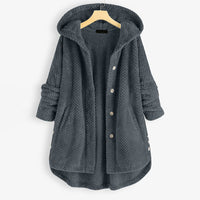 Kuschelige Damen Fleecejacke mit Kapuze – Lässige Winterjacke im Oversize-Look, Verschiedene Farben in Grau