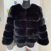 Stylische Pelz-Winterjacke für Frauen - Sari in Schwarz