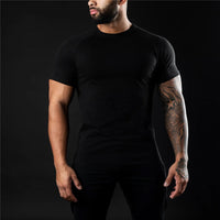 Herren Schlanke Passform Einfach T-Shirt in Schwarz