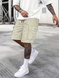Herren Kordelzug mit Taschen Kurze Hosen in Khaki