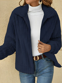 Teddy Damen Jacke Kurz | Kuschelig Bequem in Dunkelblau