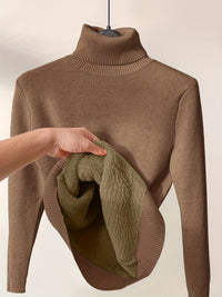 Stilvolle Damen Rollkragenpullover in Dunkelbraun
