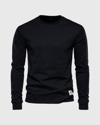 Eric | Herren Casual Slim Fit Langarm T-Shirt in Schwarz