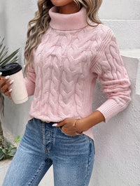 Damen Gemütlich Strickpullover | Rollkragen in Rosa