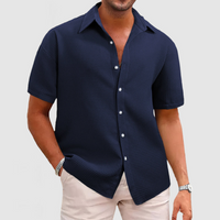 Herren Klassisches Button-up Hemd | Sommerlich in Marineblau