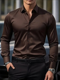 Bernd | Herren Slim Fit Langarm Businesshemd in Braun