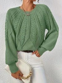 Louisa™ | Handgehäkelter Pullover in Hellgrün
