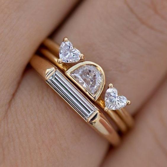 Goldener Vintage-Glanzring-Set