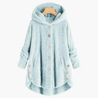 Damen jacke mit Kapuze und Knopfverschluss in Himmelblau