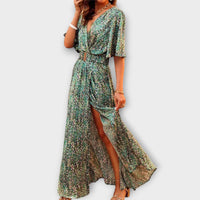 Sabine - Stilvolles Wickel-Maxikleid mit fließendem Design in Grün