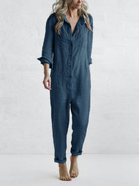 Majia | Damen Lässiger Jumpsuit | Langarm in Blau
