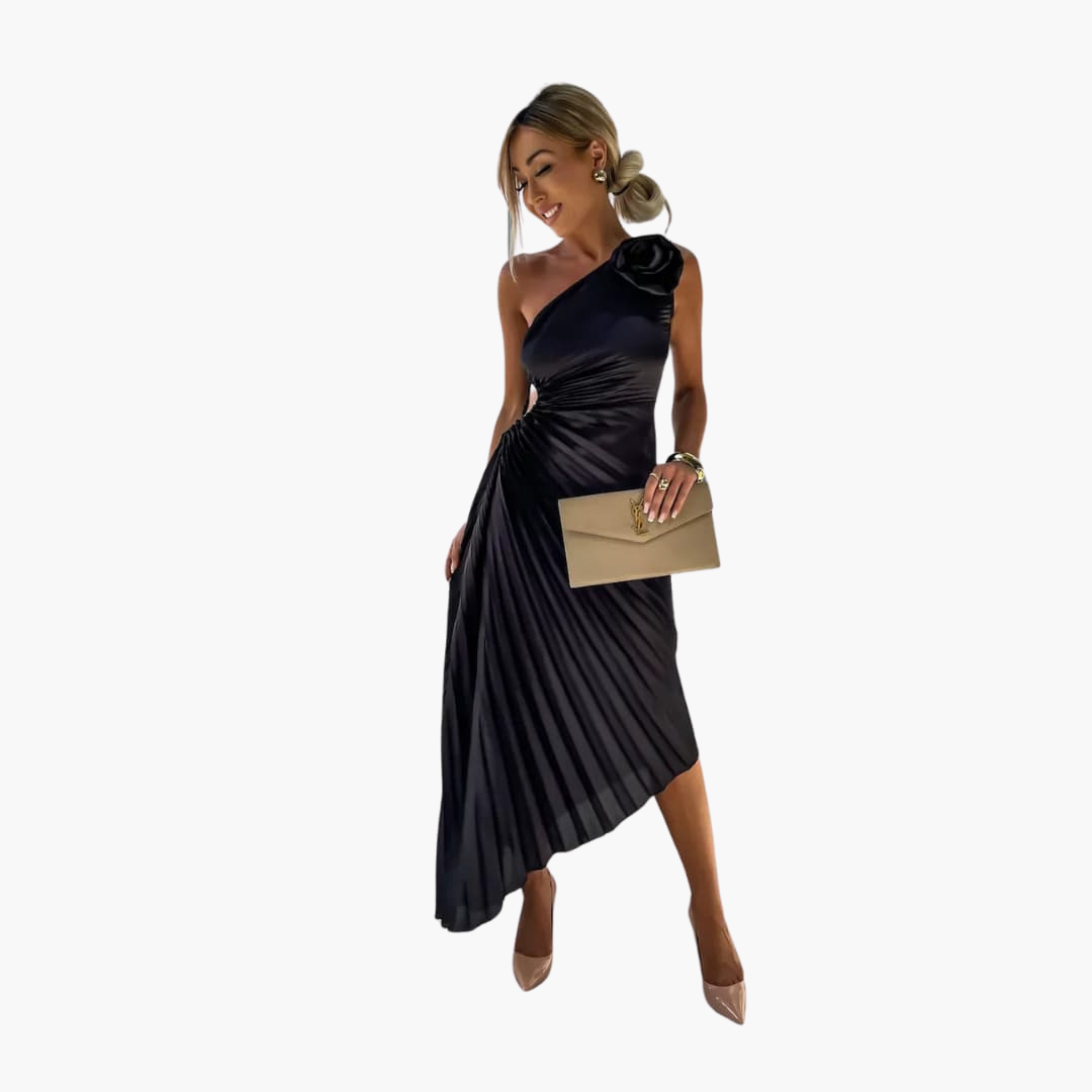 Romantisches Midikleid für Damen – 3D Blumenapplikationen