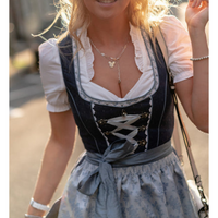 Damen Traditionell Oktoberfest Dirndl Kleid in Grau