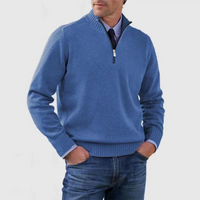 Pullover Herren Half Zip Modern | Warm Komfort Freizeit in Blau