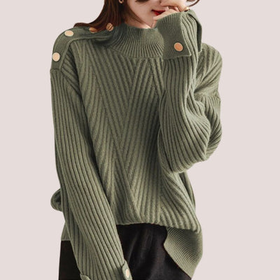 Amanda - Gemütlicher Rollkragenpullover mit Knopfakzenten