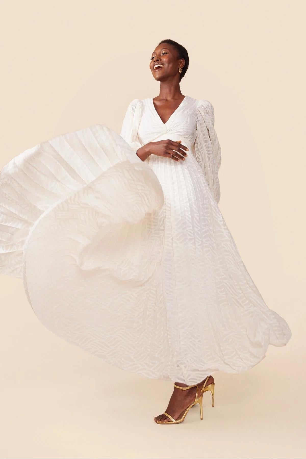 Florie | Langes Chiffon-V-Ausschnitt Kleid