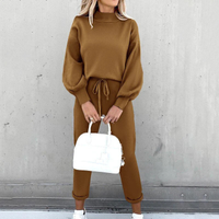 Damen Zweiteiler Set | Freizeitanzug mit Pullover und Hose in Braun
