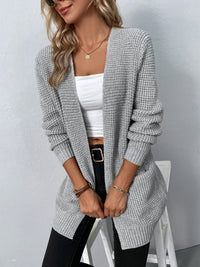 Damen Strickcardigan mit offener Front – Lässiger und bequemer Langarm-Cardigan für den Alltag in Grau