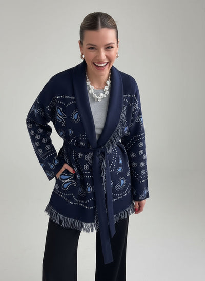 Sarah | Damen Strickpullover Mit Paisley Muster