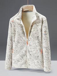 Damen-Fleecejacke mit durchgehendem Reißverschluss | Outdoor-Jacke mit Rollkragen in Weiß