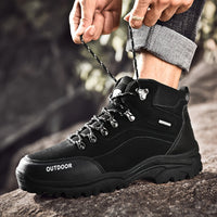 Winterschuhe Herren | Hoher Schnitt Outdoor Stiefel Mit Schnürung in Schwarz 1