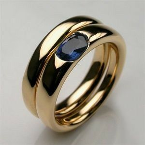 Vintage Gold & Blauer Zirkonia Ring