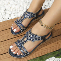 Ella - Elegante orthopädische Boho-Sandalen in Blau