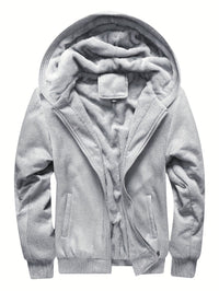 Herren Reißverschlussjacke mit Kapuze | Fleecefutter Langarm in Grau