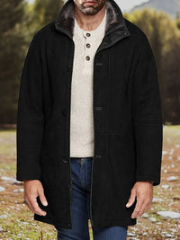 Vintage Wildlederjacke mit Fleecefutter - Albert in Schwarz