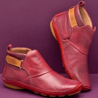 Stylische Damenstiefeletten aus Leder - Andrea in Rot