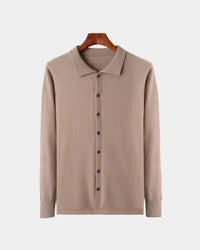 Adam | Herren Polo-Strickjacke – Gestrickte Polo Cardigan Herren in Camel